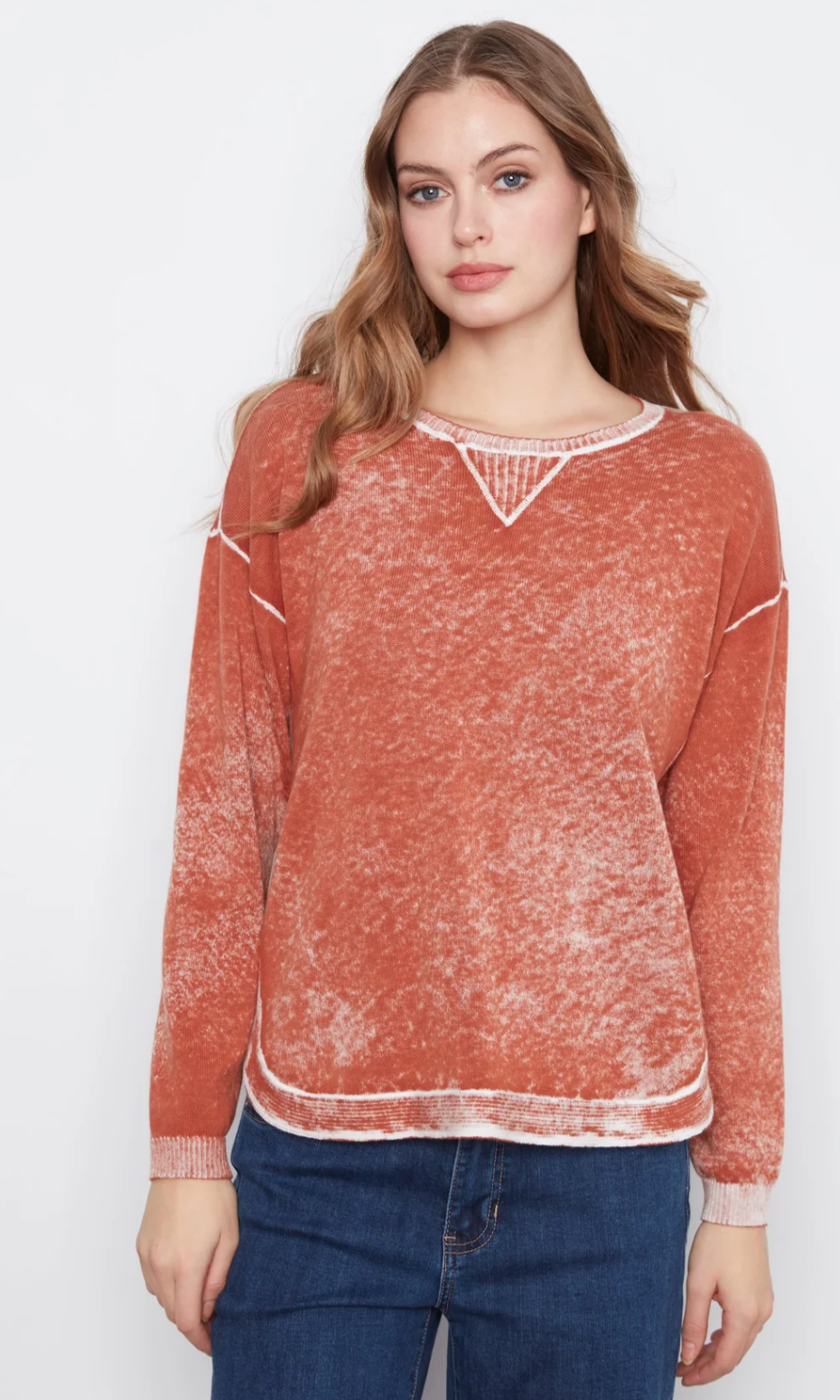 Long Sleeve Crew Neck Printed on Reverse Sweater C2010