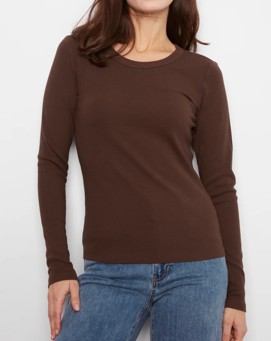 Tencel Rib Long Sleeve Crew Neck Top C1448PK