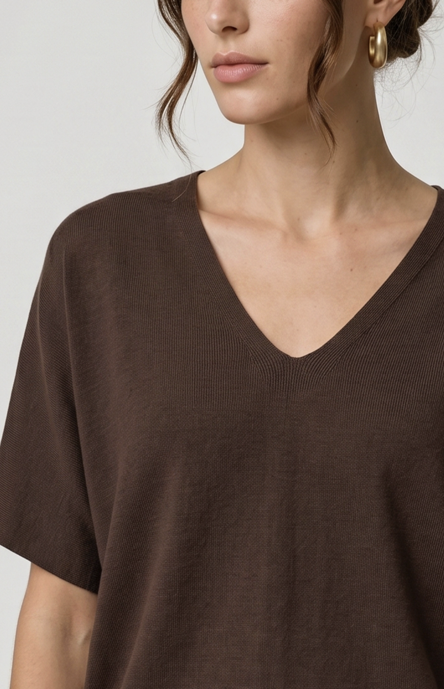 Shrt Slv Vneck Dolman Popover Swtr W Step Hem LM8L97SE16