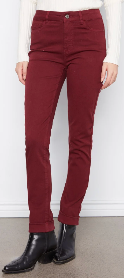 Cuffed Hem Slim 5 Pocket Twill Pants C5309YR