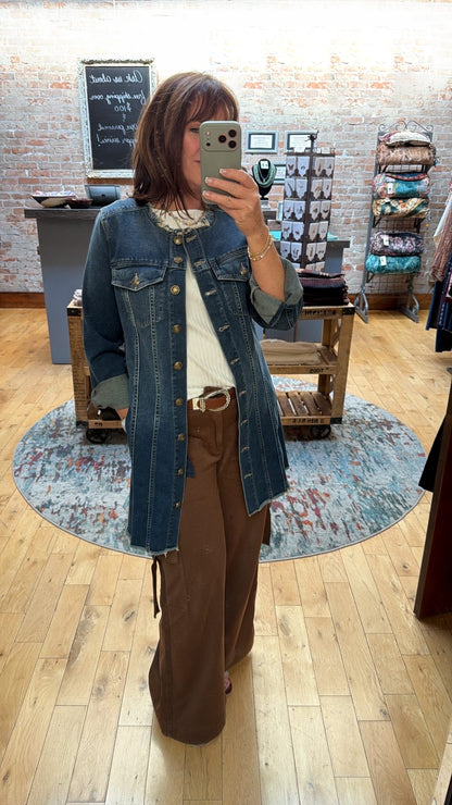 Collarless Trucker Long Jacket/ Dress 34'HPS LMD056SS8
