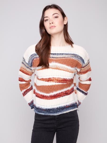 Patchwork Knit Drop Shoulder Sweater C2731R