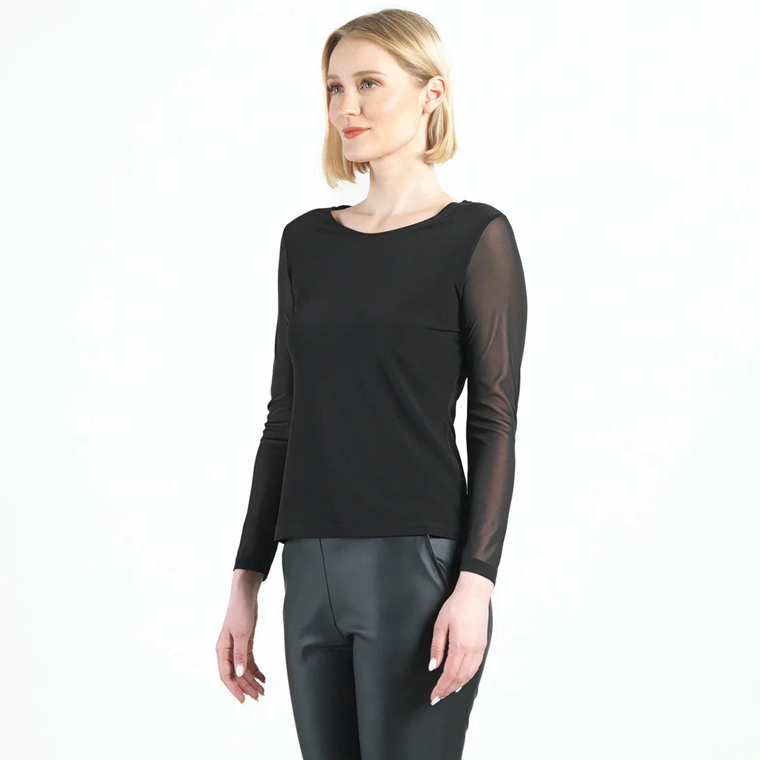Mesh Sleeve Soft Knit Top T77M