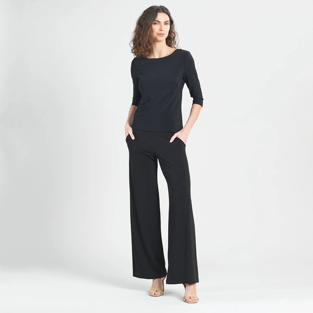 Scoop Neck Soft Knit 3/4 Sleeve Top T77