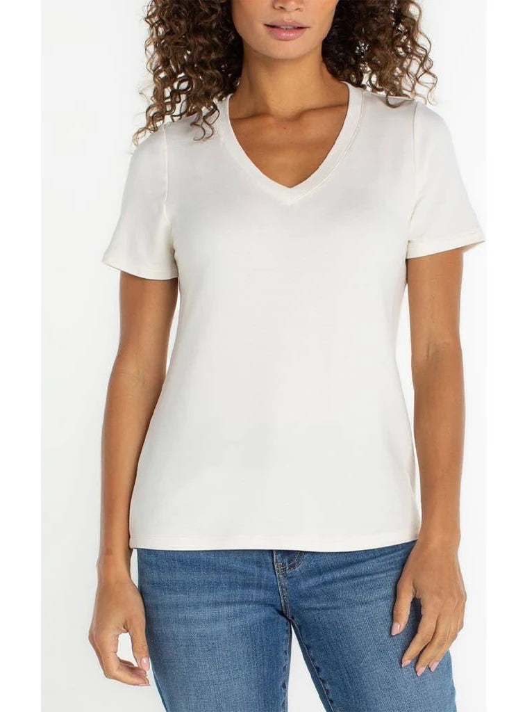 Short Sleeve V-Neck Knit Tee LM8J70KT60-s