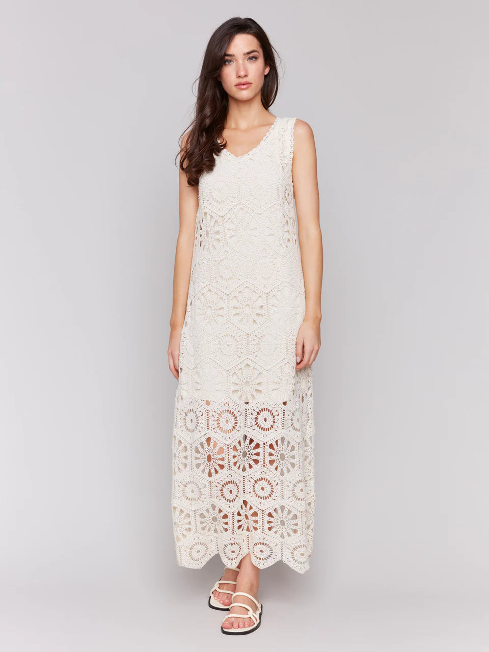 Crochet Sleeveless Maxi Dress C3203