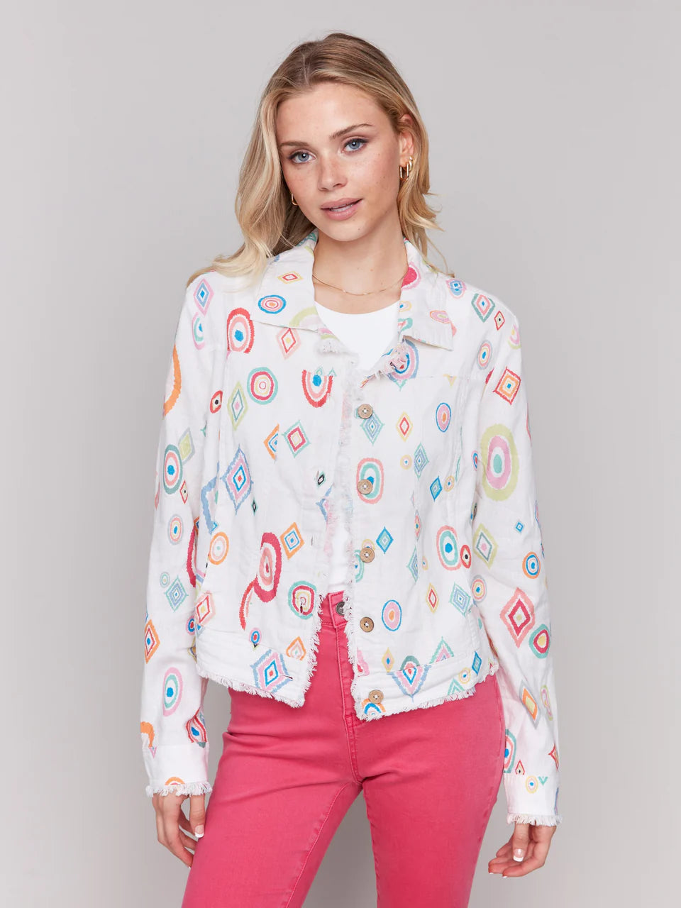 Printed Linen Blend Jacket C6199YP