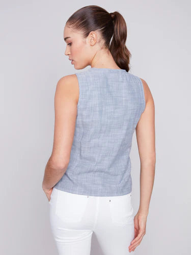 Sleeveless Top With Front Tie