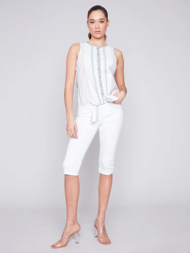 Sleeveless Top With Front Tie