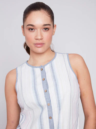 Sleeveless Top With Front Tie