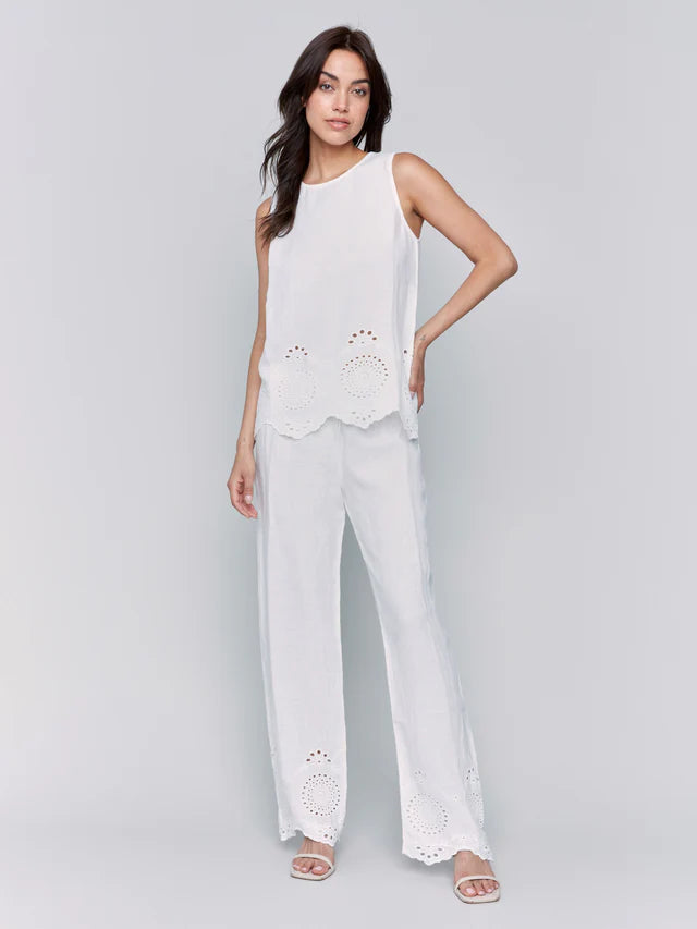 Sleeveless Embroidered Cotton Top C4510E