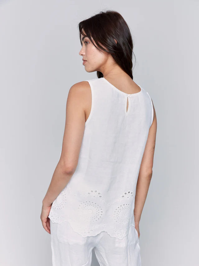 Sleeveless Embroidered Cotton Top C4510E