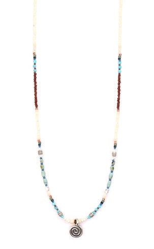 15.5&quot;/16&quot; Necklace W/Turq Sterling Silver and Vintage Glass