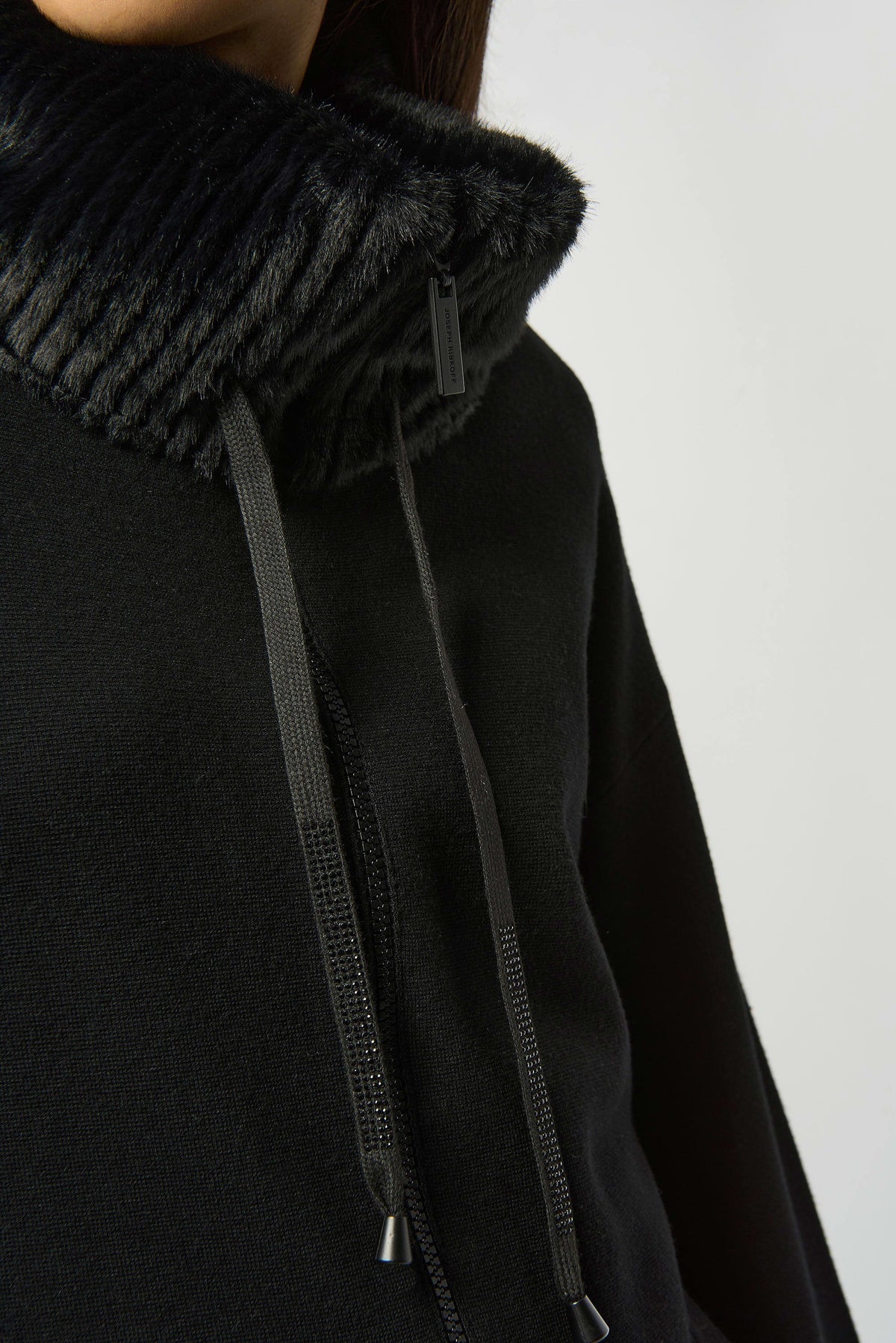 Sweater Knit Coat With Fur Trim 253905