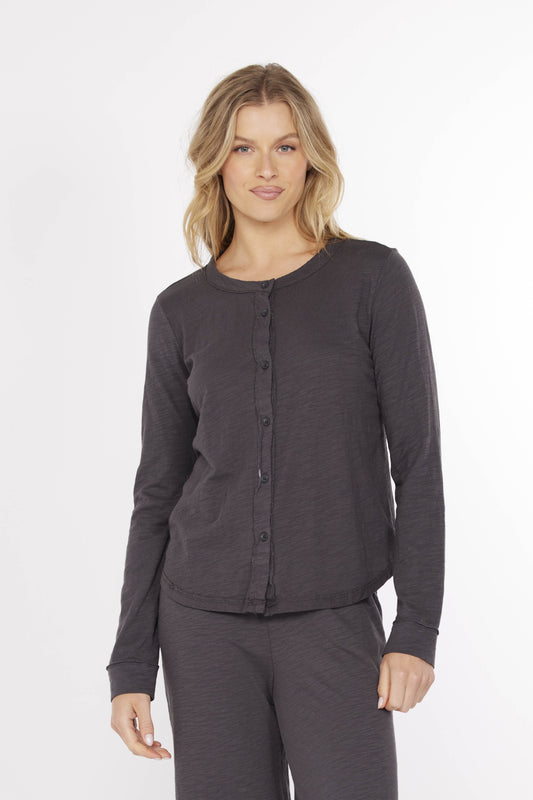 Exposed Seams Button-Up Slim Cardi 41G-97762