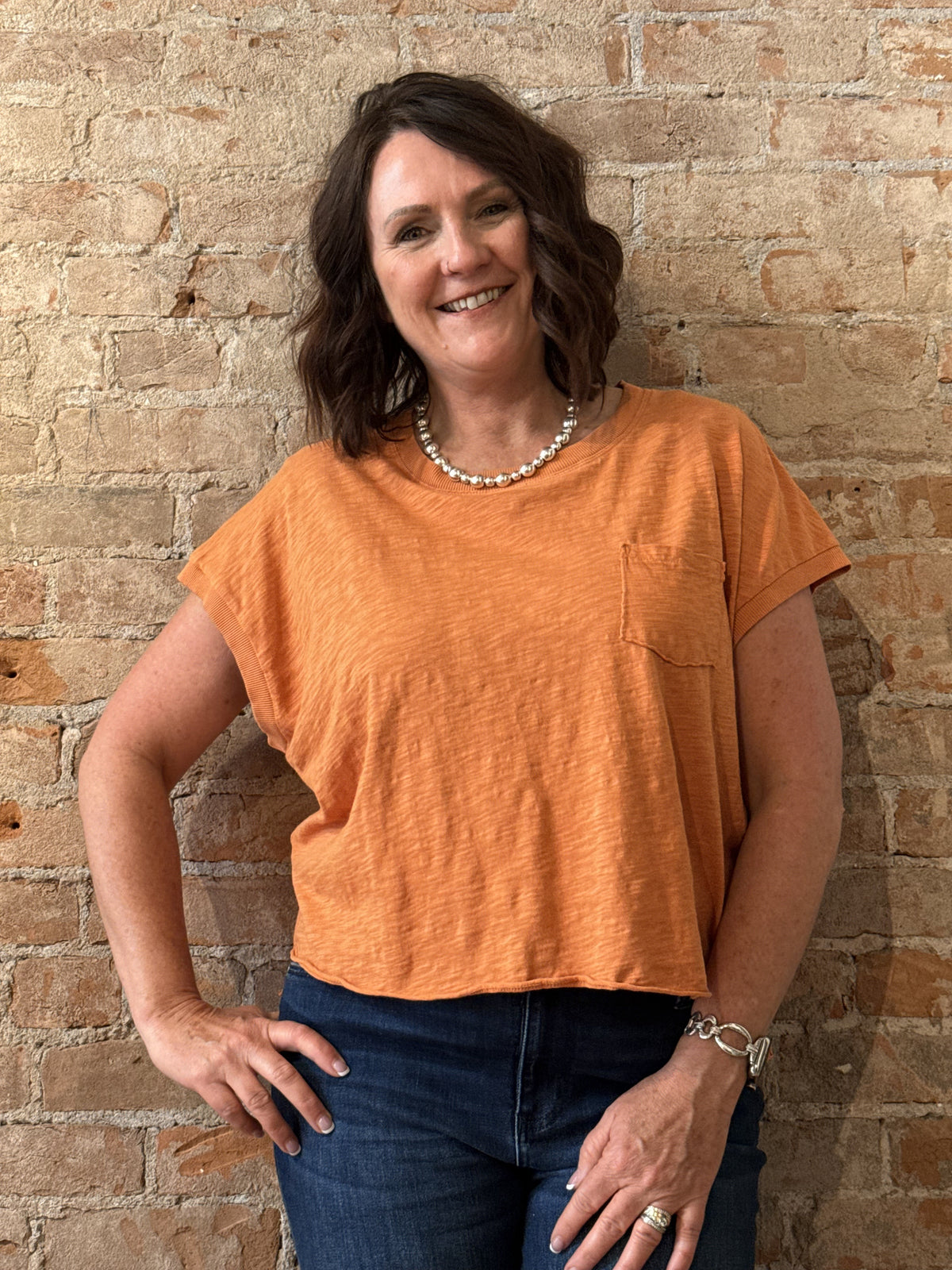 Short Dolman Sleeve Step Hem Tee 43F-97758
