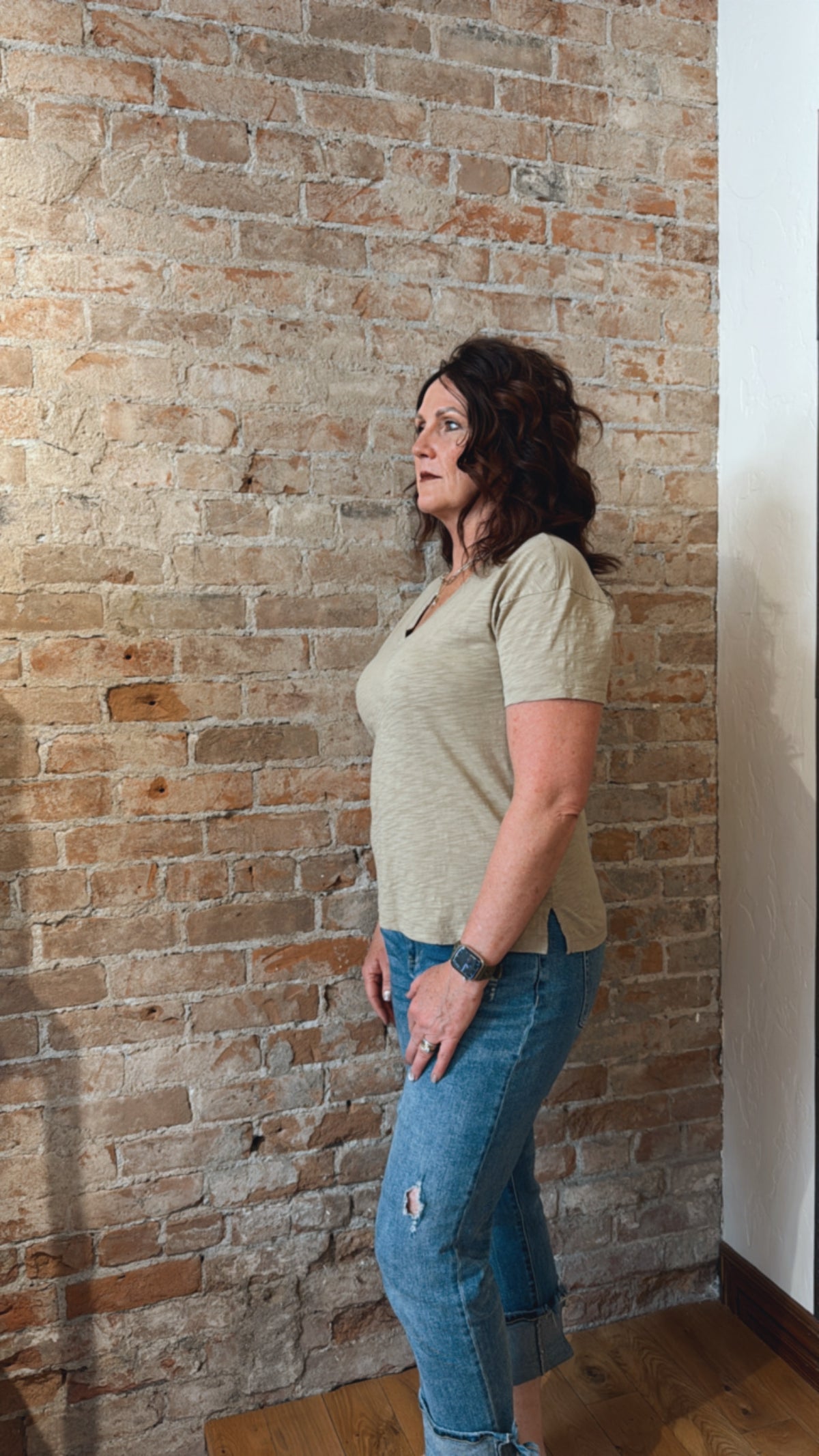 S/S V-Neck Boxy Tee 41F-A2157
