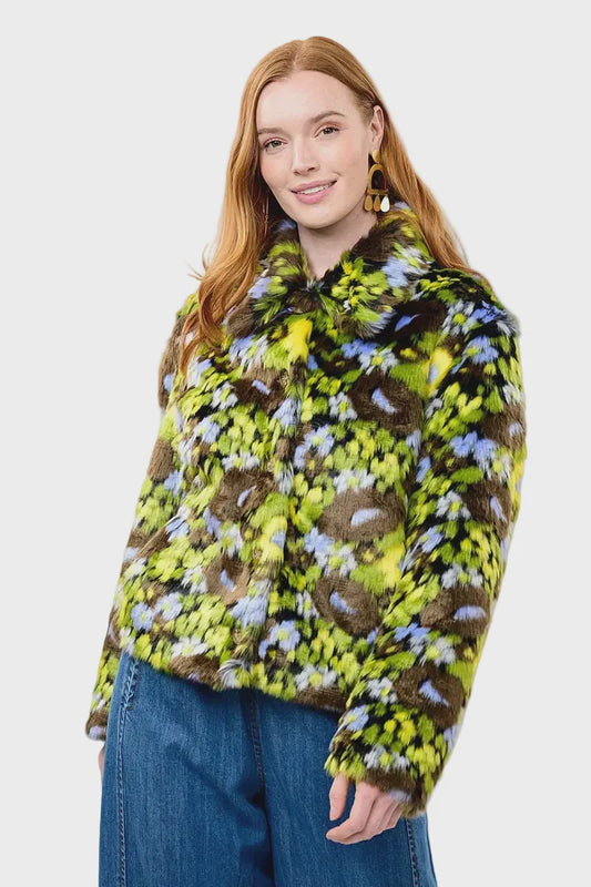 Floral Faux Fur Jacket 130256