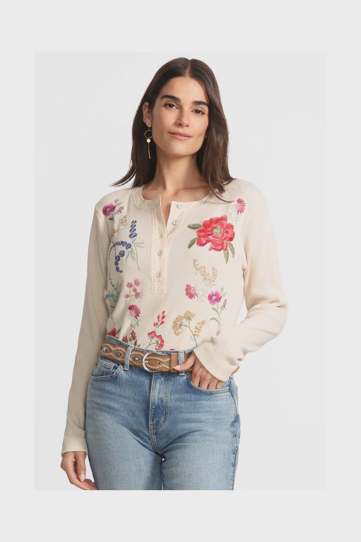 Mixed Media Henley Thermal-Mayra J15125-7