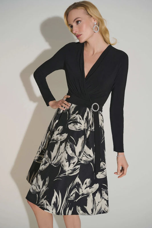 Jacquard Floral Fit And Flare Dress 253720