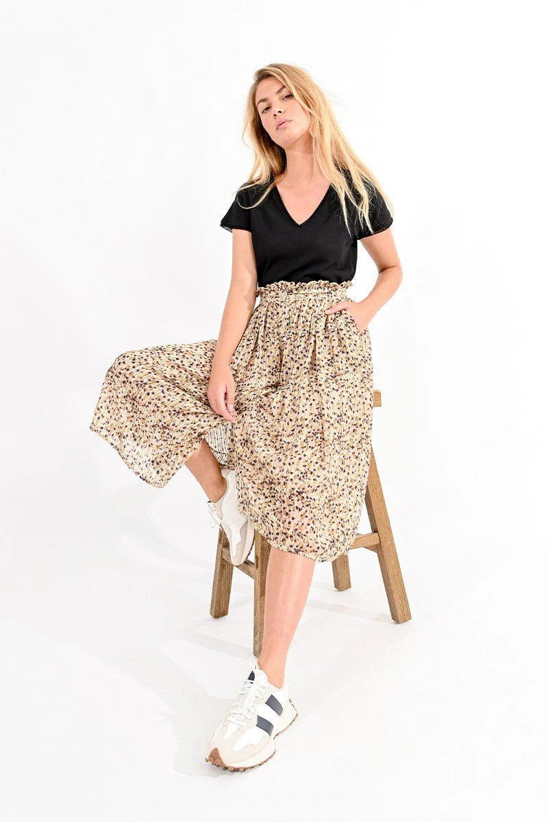 Lined Button Front Skirt