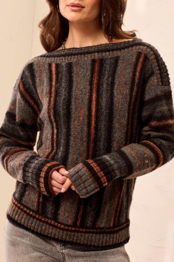 Yarn Dye Boat Neck Sweater 6307O-5818