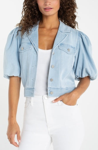 Puff Sleeve Cropped Trucker Jacket LM1C63SSL