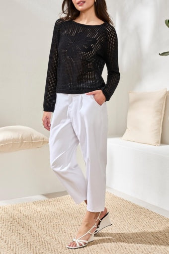 Bell Slv Boat NK Open Stitch Swtr 6219O