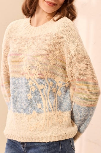 L/S Crew NK Sweater W/Embroidery 3194O-8495