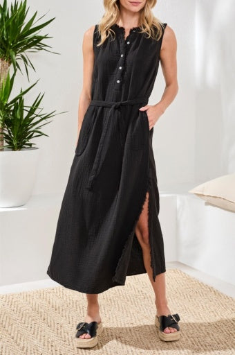 Maxi Dress with Long Slit & Sash 6056O