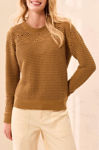 L/S Crew NK Sweater W/Pointelle DTL 3257O-8531