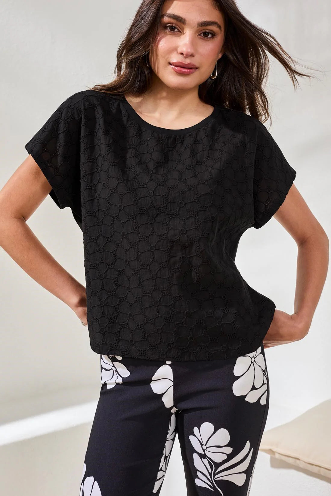 Cap Sleeve Crew Neck Top 2483O