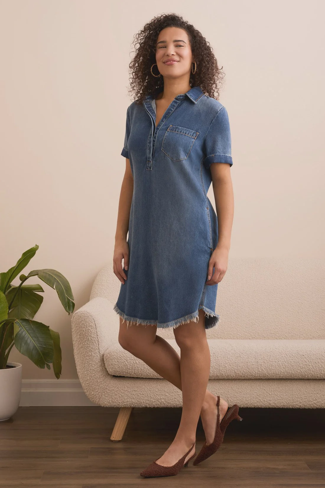 Pop Over Shirt Dress W/Pockets 5657O