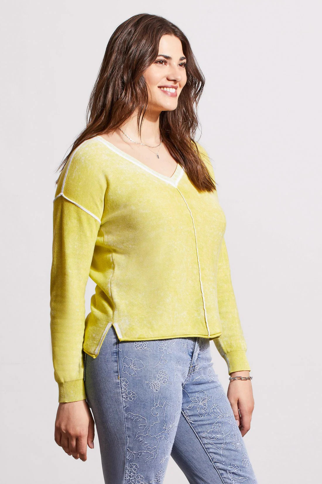 V-Neck Sweater W/Special Wash Effect