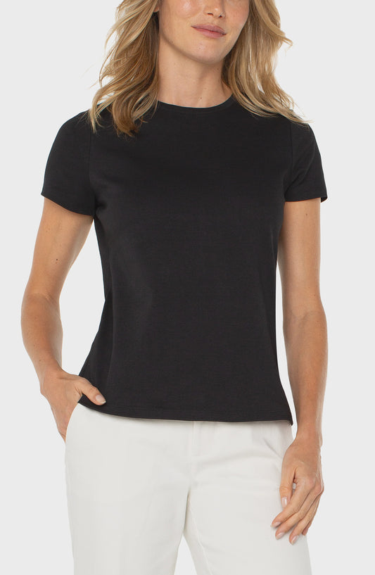 Short Sleeve Crew Neck Knit Tee W/Back Seam LM8H31K99
