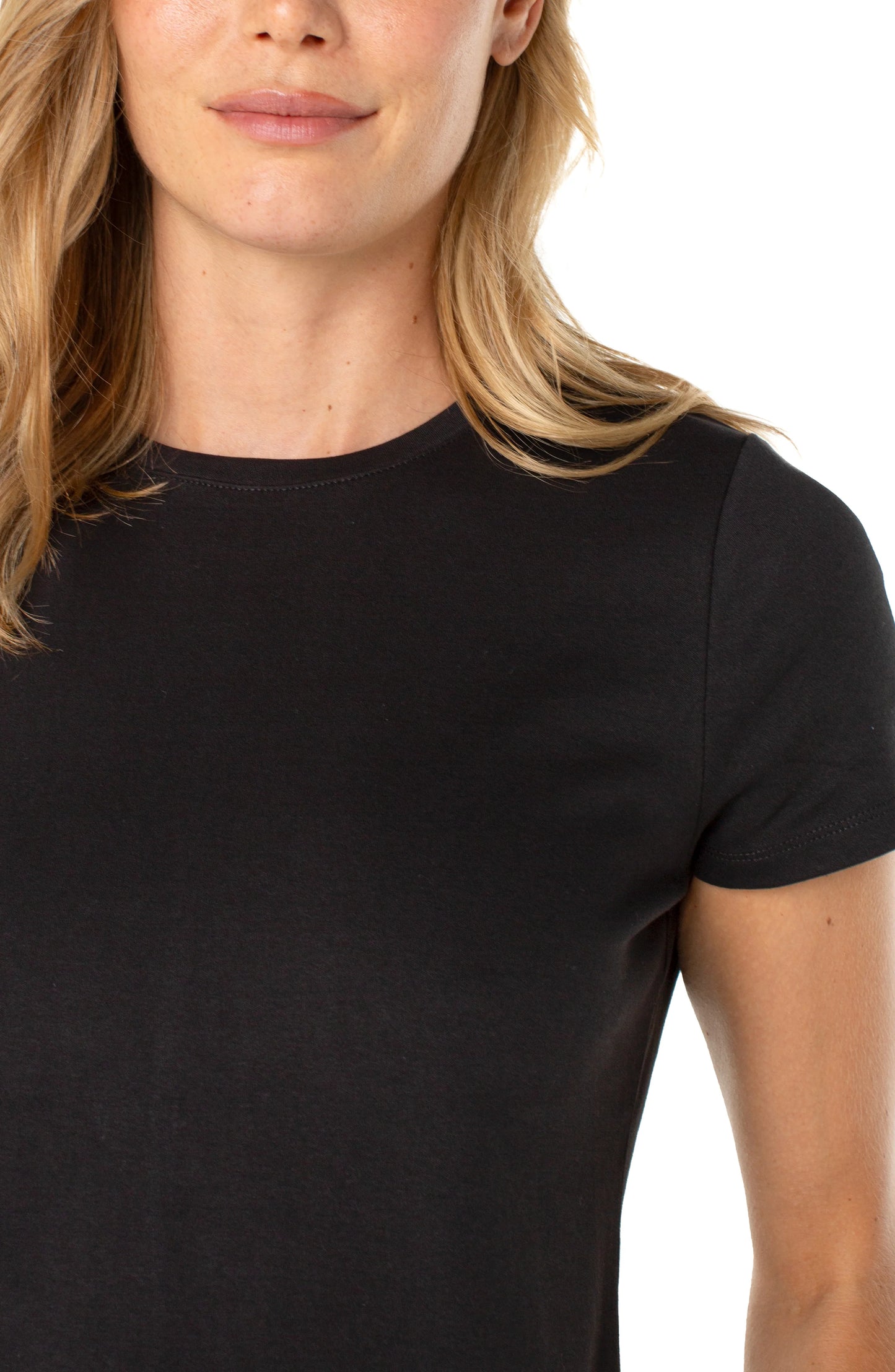 Short Sleeve Crew Neck Knit Tee W/Back Seam LM8H31K99