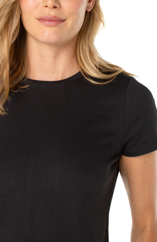Short Sleeve Crew Neck Knit Tee W/Back Seam LM8H31K99
