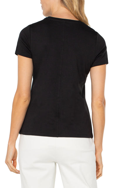 Short Sleeve Crew Neck Knit Tee W/Back Seam LM8H31K99