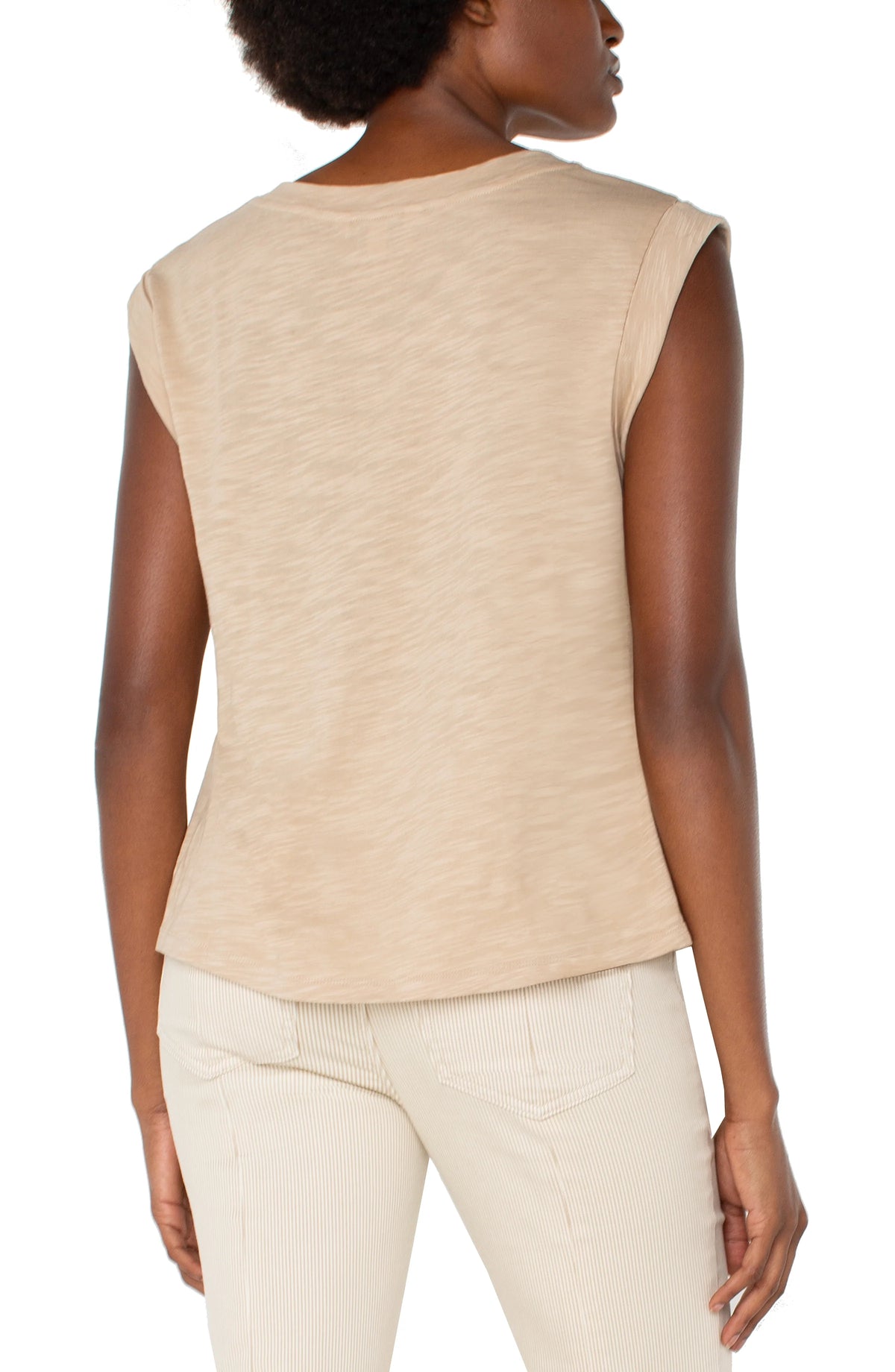 Sleeveless Woven To Knit Top