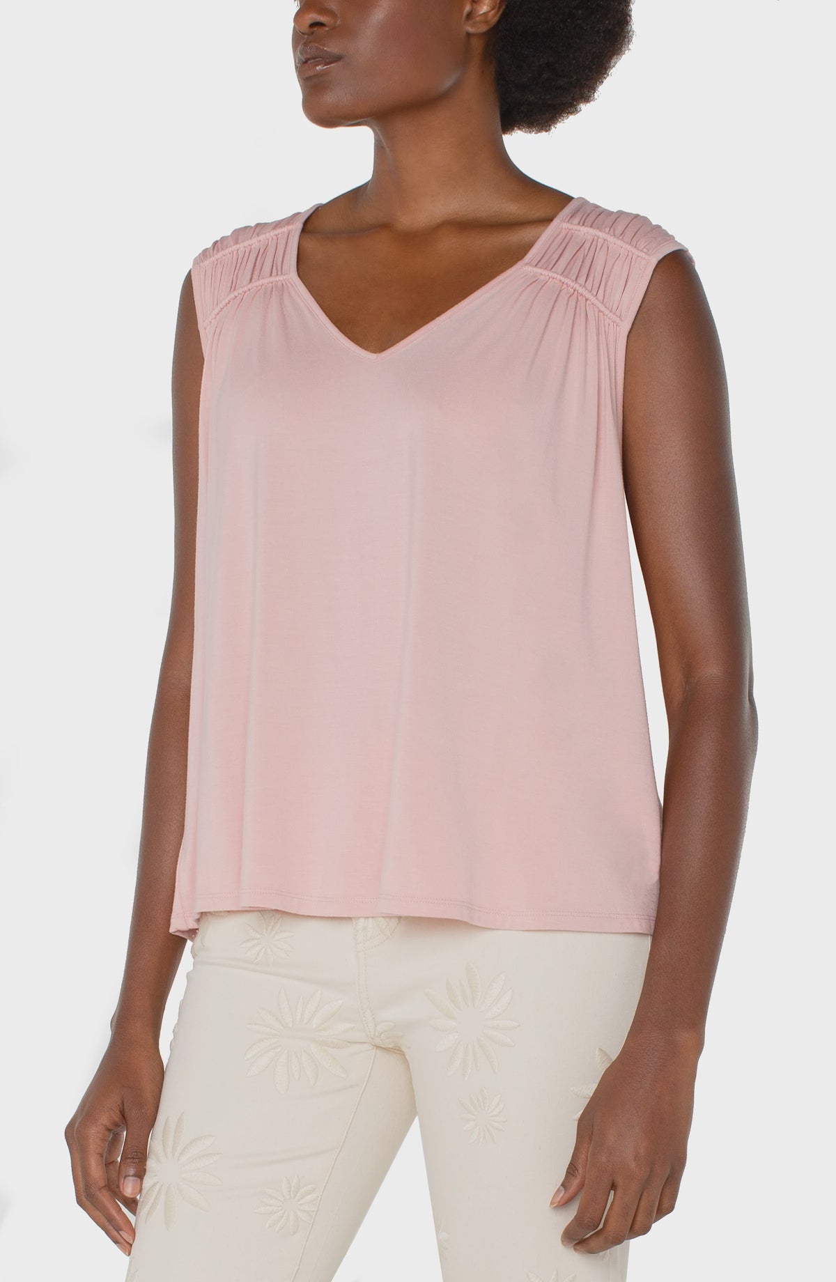 Sleeveless Shirred Detail Knit Top 25&quot;