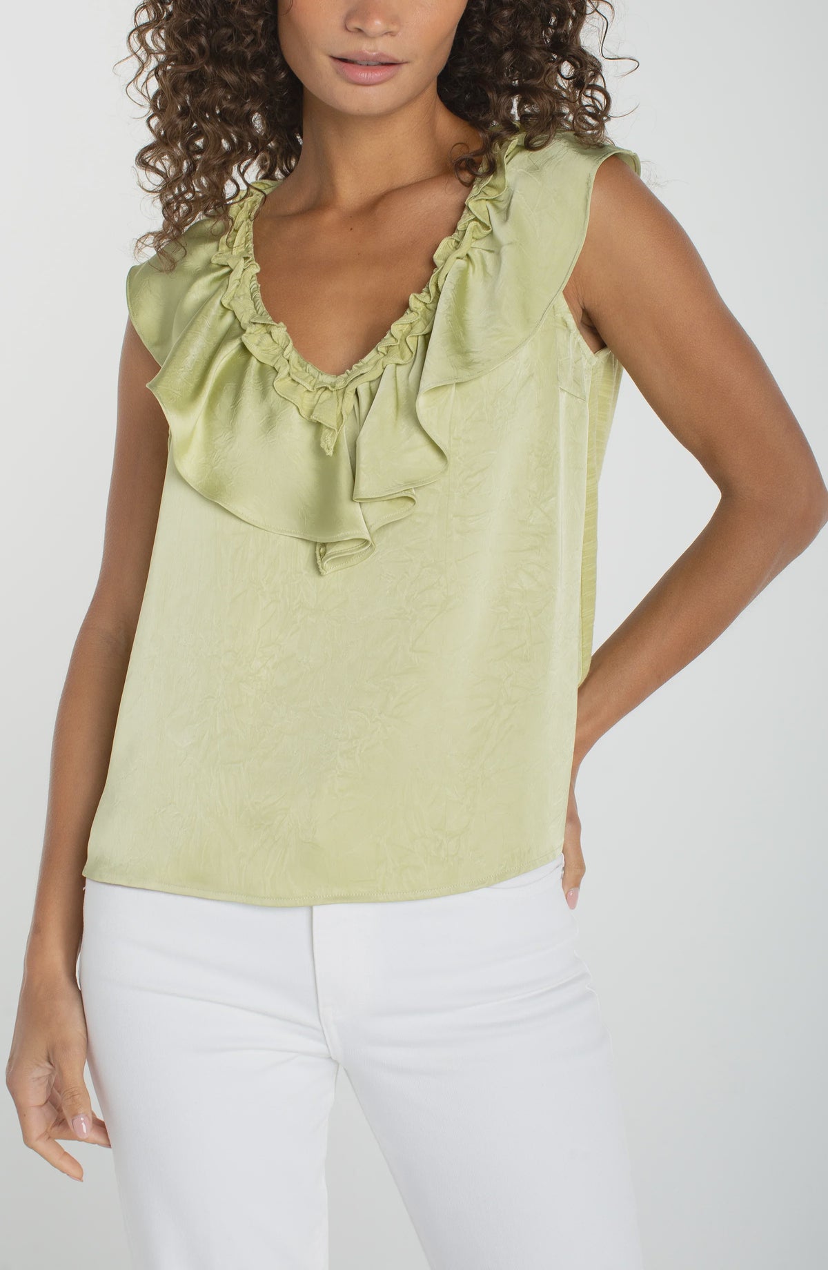 Ruffle Front Sleeveless Top LM8J96WV90
