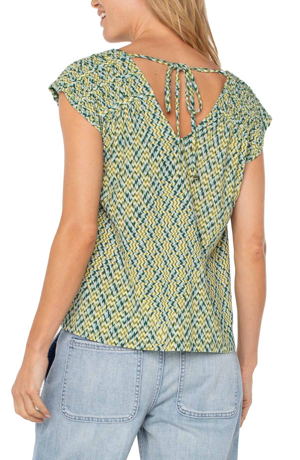 Short Sleeve Dolman Tie Back Knit Top LM8E84PK2P43