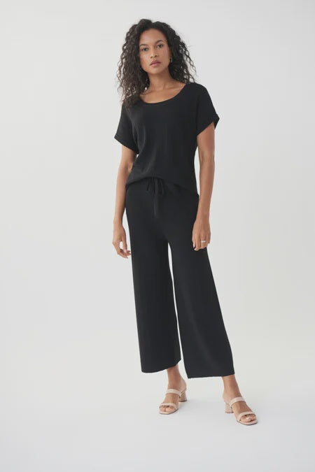Knit Ribbed Wide Leg Crop Pant