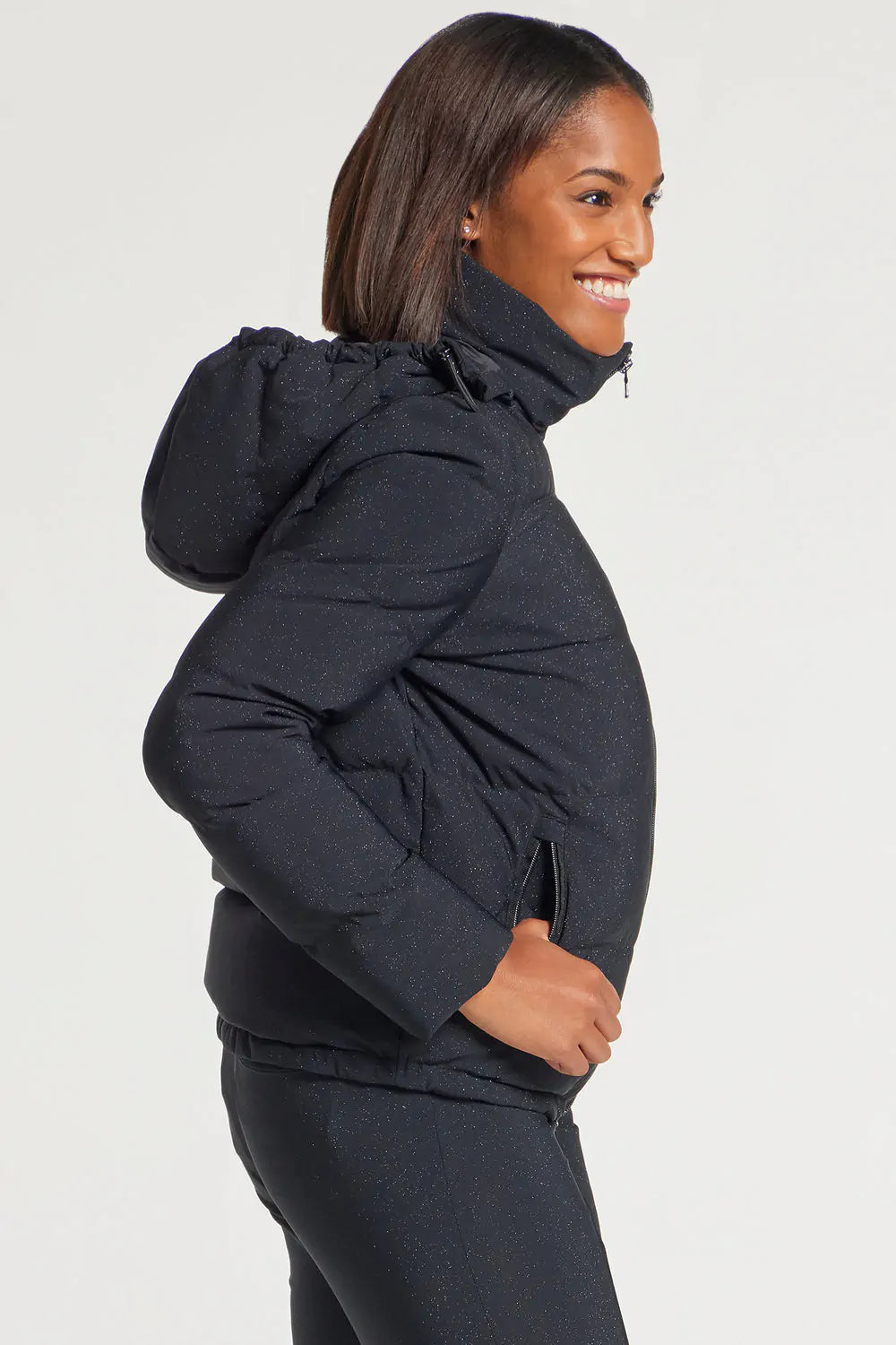 Erika Short Puffer Glitter Coat