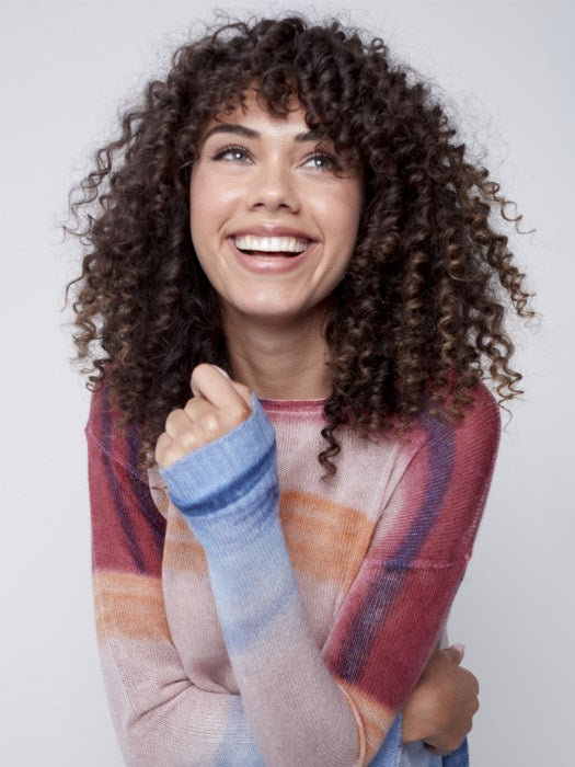 Printed Sheer Knit Sweater