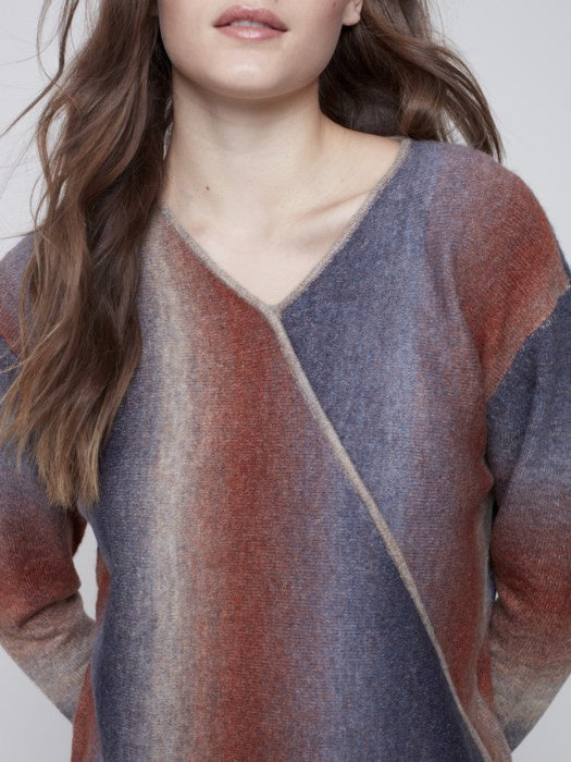 Ombre Wrap Front Sweater