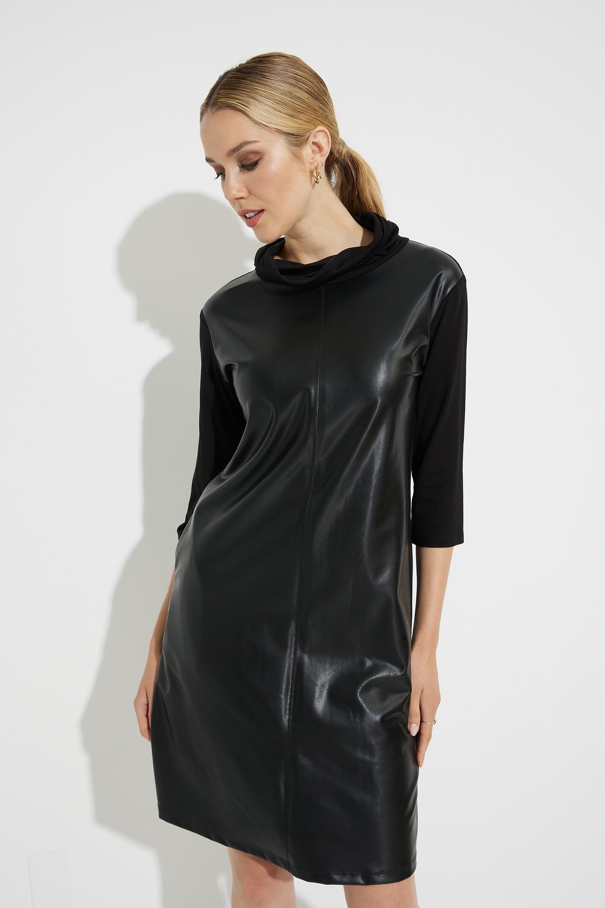 Faux Leather Front Dress