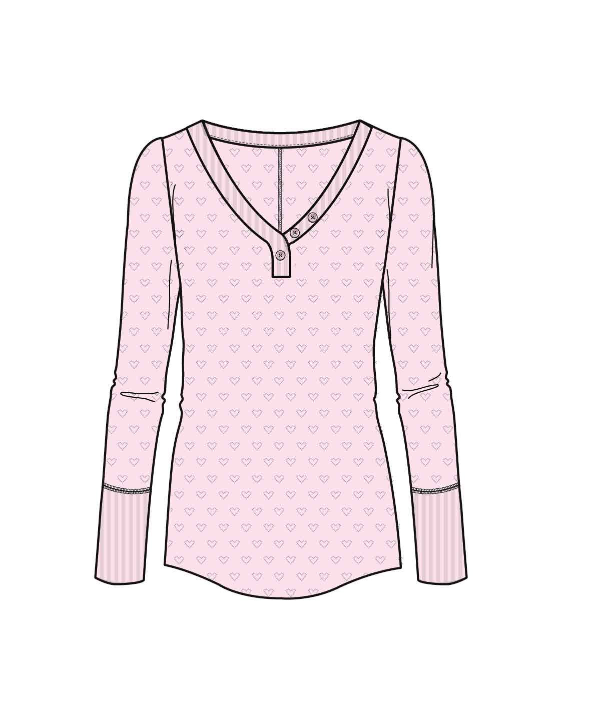 Point Hearts Long Sleeve Top