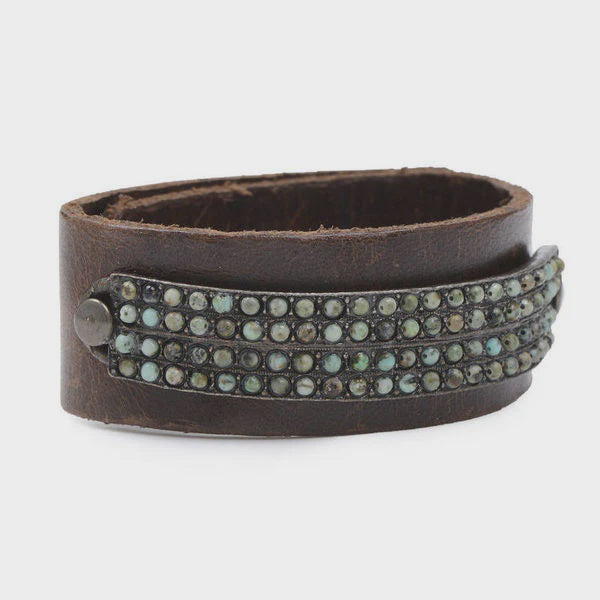 4 Row Crystal/Leather Bracelet